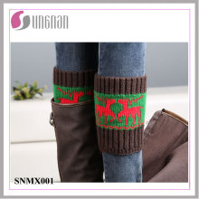 2015 Winter Christmas Spelled Color Elk Leg Warmers Knitted Socks